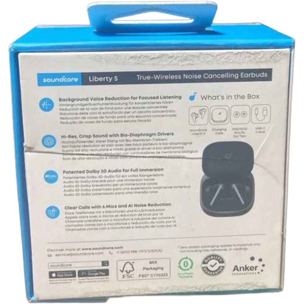 Soundcore Liberty 5 Anker ANC Earbuds Dolby 6‑Mic AI Clear Calls Black - OpenBox - Picture 2 of 9